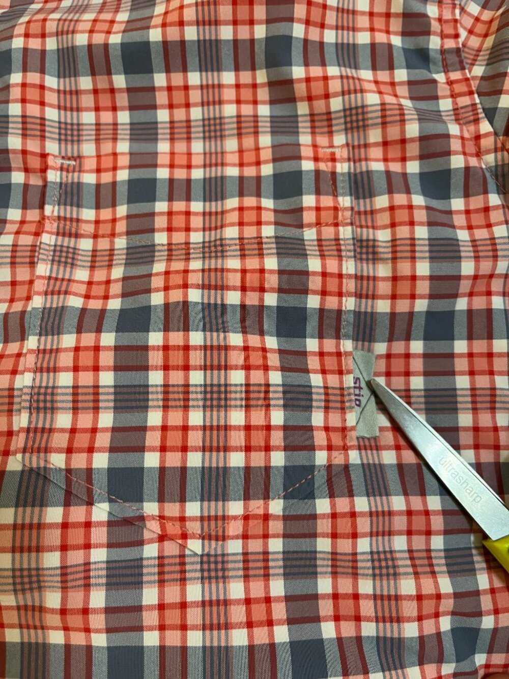 Stio Women’s Pearl Snap Plaid Shirt Red, Blue & White Western Nylon Poly Medium - Picture 3 of 11